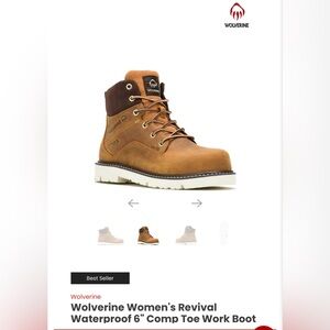 Wolverine Women’s Revival Steel Toe Tan Leather Boots Work Rain Snow SZ 7.5 W